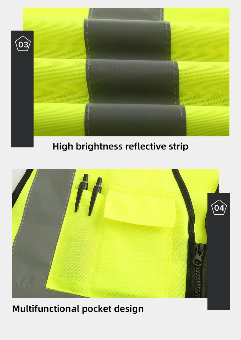 Custom Logo Design Multi-Pocket Undershirt Road Traffic Duty Protection Sanitation Vest Reflective Safety Clothing