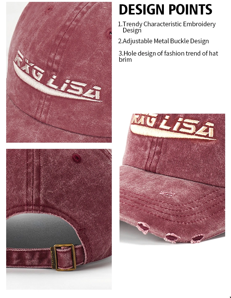 Wholesale Embroidered Cotton Sunshade Protection Sport Baseball Caps Unisex Distressed Washed Baseball Caps