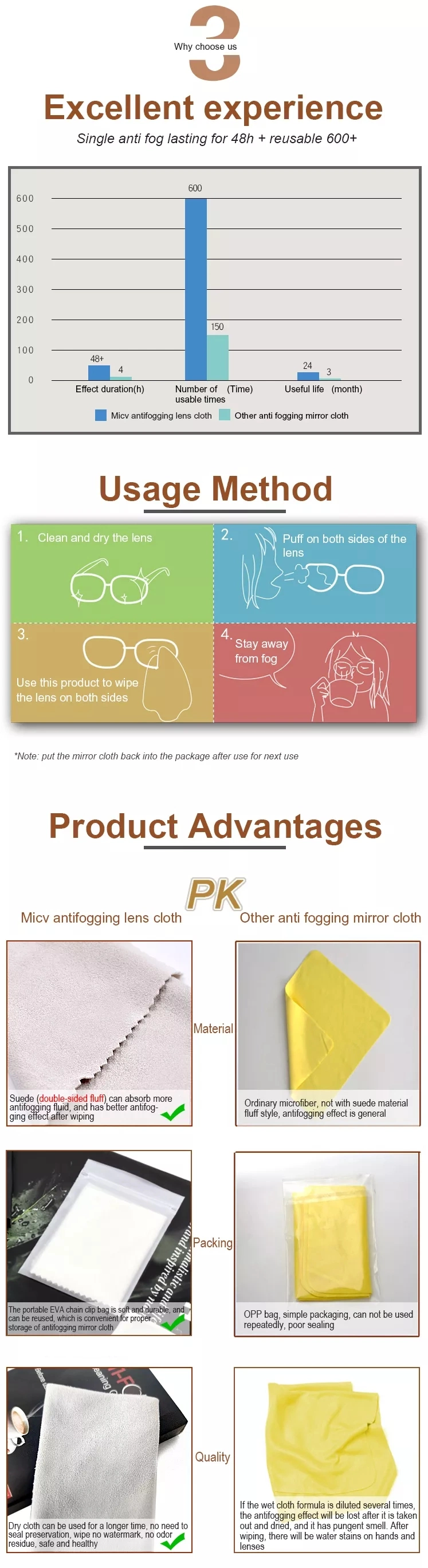 Portable Chain Clip Bag Packaged Microfiber Glasses Lens Anti Fog Cleaning Cloth